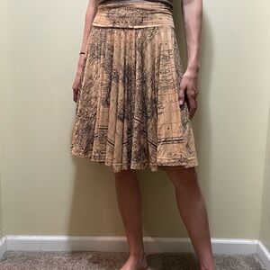 Effie’s Heart| Tan A-Line Skirt with Map Print